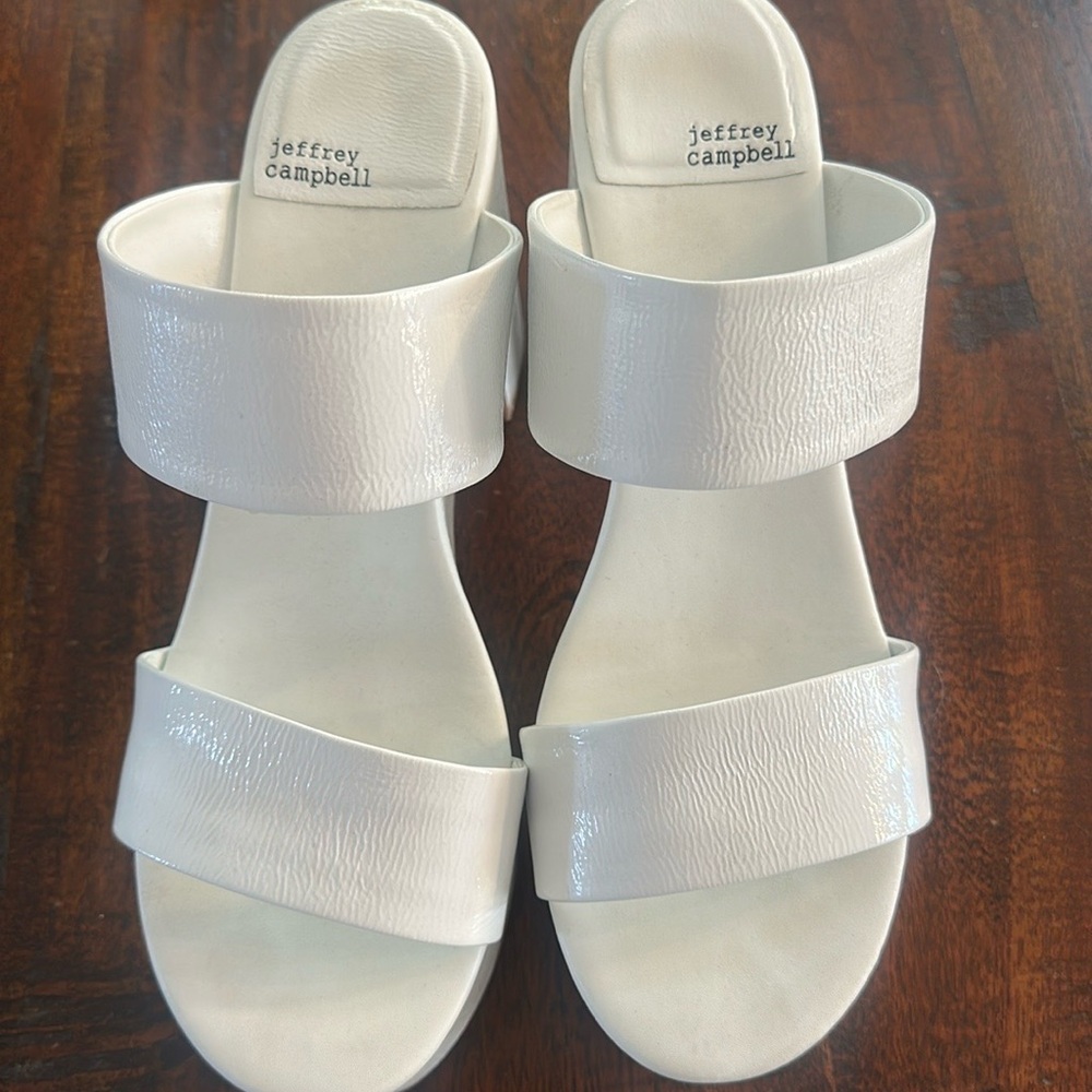 Jeffrey Campbell White Minimalist Sandals with Wide Straps